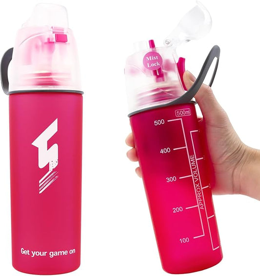Linowos Drinking and Misting Sports Water Bottle, Non-Toxic BPA Free, Fast Water Flow Opens with 1-Click, Portable Leak-Proof Spray Cup for Cycling Fitness Camping Hiking Outdoor