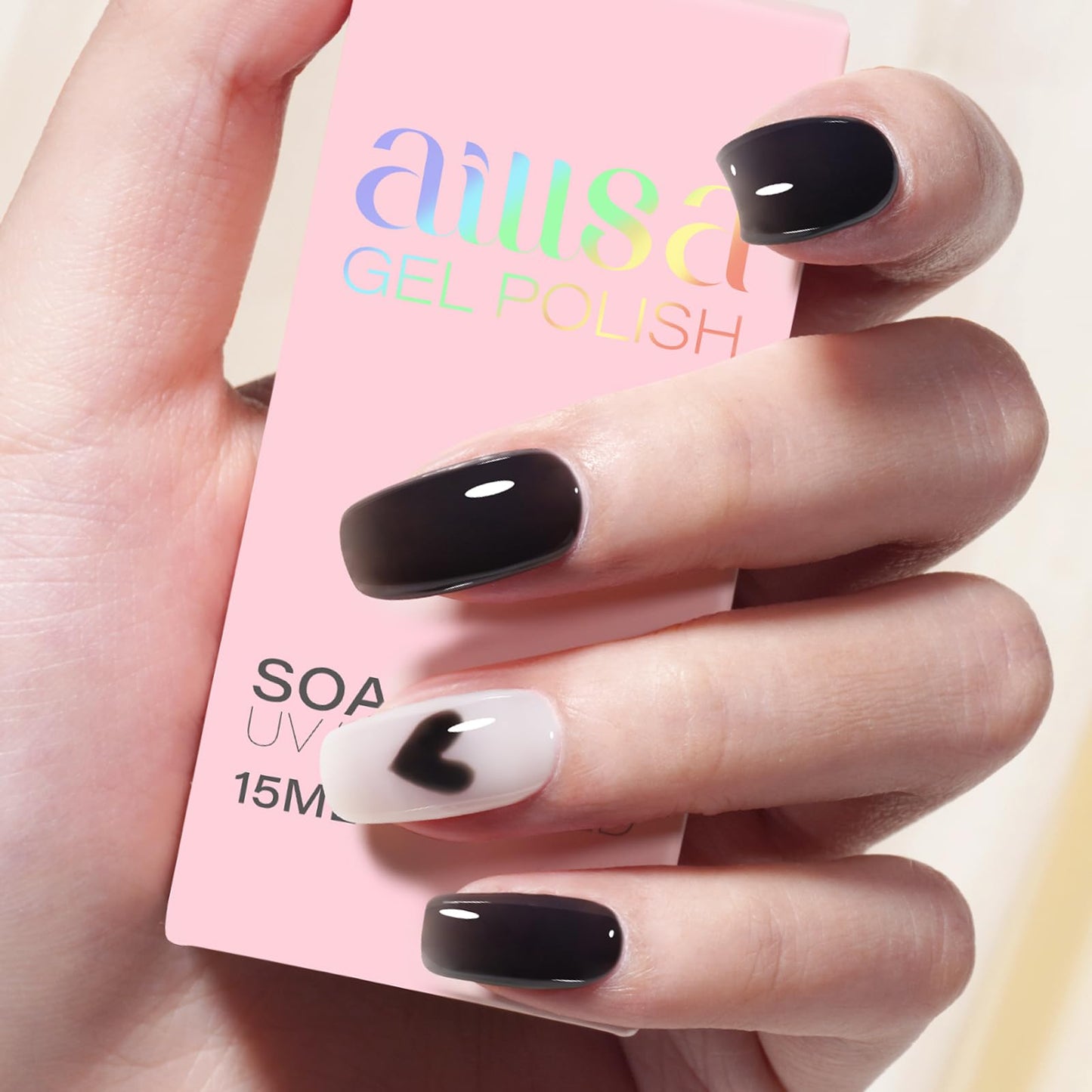 AILLSA Black Jelly Gel Nail Polish Forest Night Translucent Gel Polish Dark Color Sheer Gel Polish Long Lasting Ink Black Halloween Nails Soak Off U V Gel for Nail Art at Home 0.51 Oz GB133