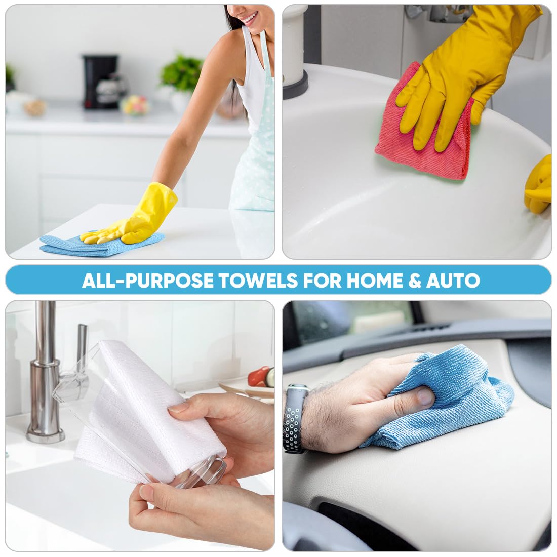 AIDEA Microfiber Cleaning Cloth, Shop Towels 55 Sheets, Micro Fiber Cloth for Cleaning Car, Red Shop Rags Cleaning Towels Reusable Paper Towels for Automotive, Mechanic, Workshops, Kitchen-11×9"