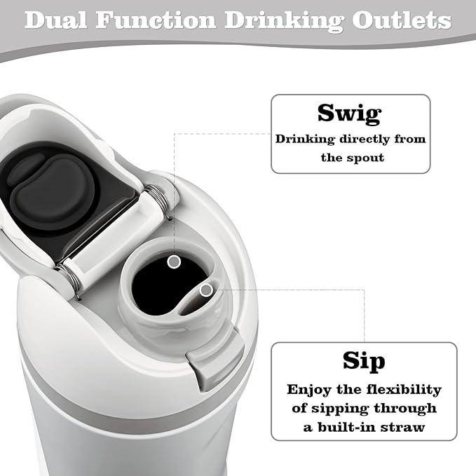 Moukiween Replacement Cap for Owala Freesip Bottle, One Button Water Bottle Top Lid Accessories Compatible with Owala Cup 16oz 24oz 32oz 40oz, BPA-Free, No Water Leakage, White