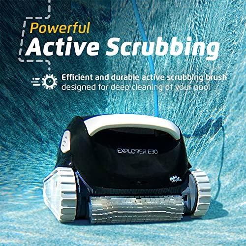 Dolphin (2025 Model) Explorer E30 Wi-Fi Automatic Robotic Pool Vacuum Cleaner, Wall Climbing, Waterline Scrubber Brush, Ideal for Inground Pool 50 FT in Length