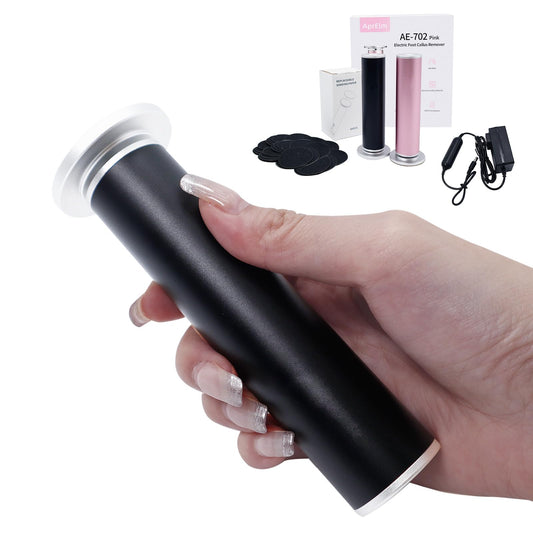 AprElm 4.8IN Longer Electric Foot Callus Remover, Professional Aluminum Callus Remover for Feet with 80pcs Sandpaper Discs, Stepless Speed Control Pedicure Tools for Dead Skin Calluses (Dark Black)