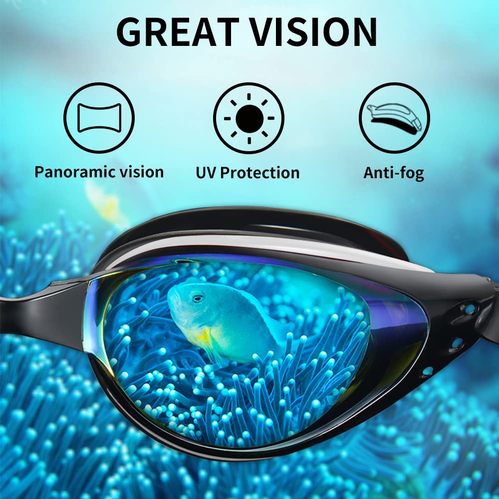 AIKOTOO Swim Goggles, 2 Pack Swimming Goggles Adult Men Women Youth For Indoor And Outdoor Swimming Pool Goggles Anti-Fog Anti-UV No Leaking