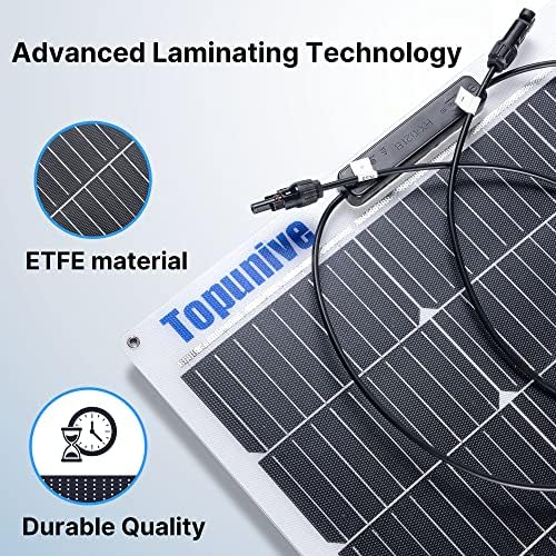 100W 12V Flexible Solar Panel 9BB Monocrystalline Cell 12 Volt Semi-Flexible for Marine RV Trailer Boat Cabin Van Car Uneven Surfaces 12V Battery Charge