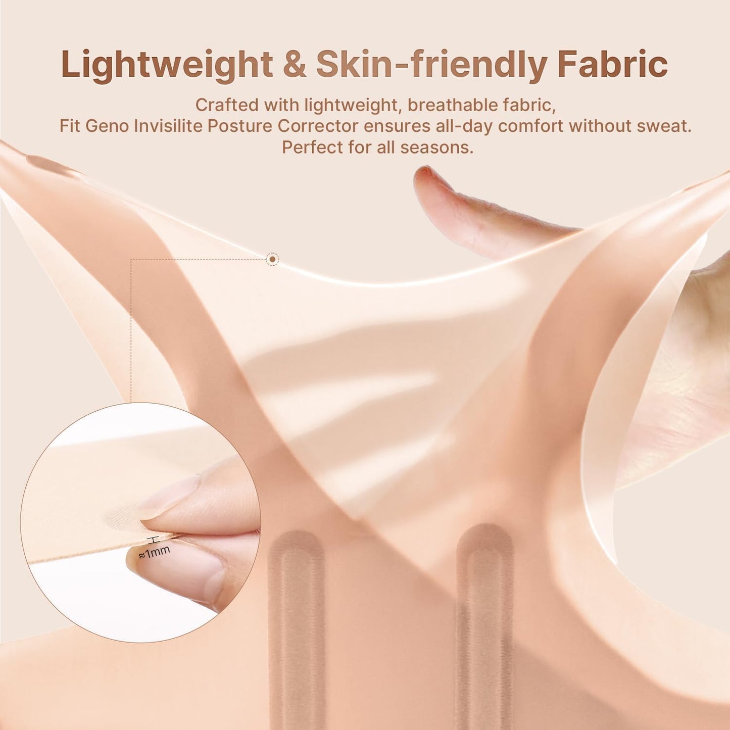 Fit Geno Posture Corrector for Women Invisilite: Invisible Lightweight Back Brace for Neck Shoulder & Upper Back Pain Relief - Improve Posture Correct Hunchback Slouching Under Clothes Medium/Large