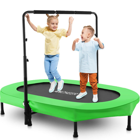 ANCHEER Foldable Trampoline, Mini Rebounder Trampoline with Adjustable Handle, Exercise Trampoline for Indoor/Garden/Workout Cardio, Parent-Child Twins Trampoline Max Load 220lbs (Training Green)