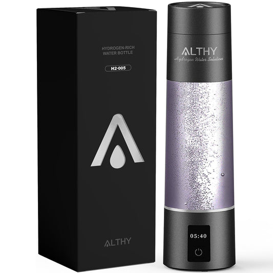 ALTHY Performance Nano Hydrogen Water Generator Bottle, Dupont SPE&PEM Dual Chamber lonizer, Battery&Time Display