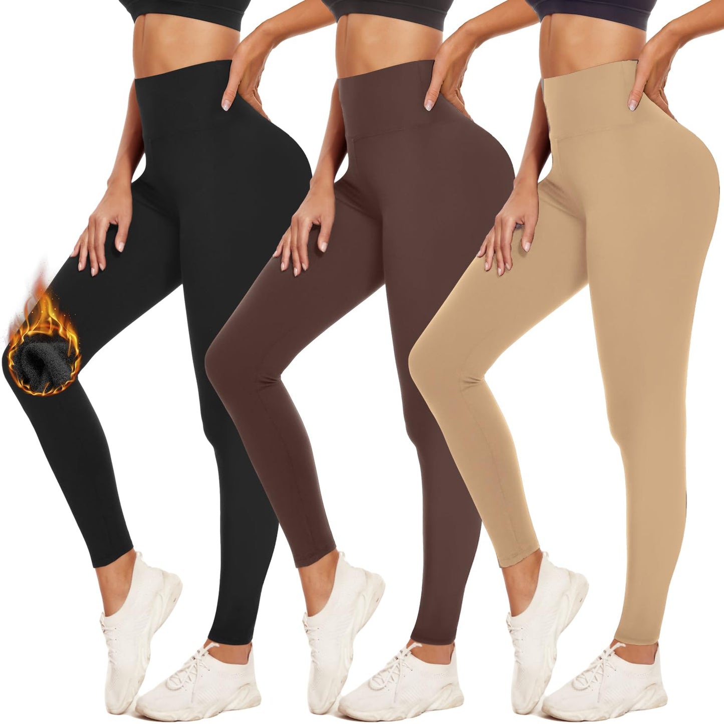 Aoliks Women's Fleece Lined Leggings Soft High Waist Slimming Warm Leggings Winter Workout Yoga Pants
