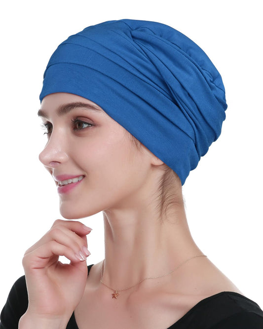 Alnorm Warm Chemo Hat for Women for Fall and Winter Made of Viscose Blue