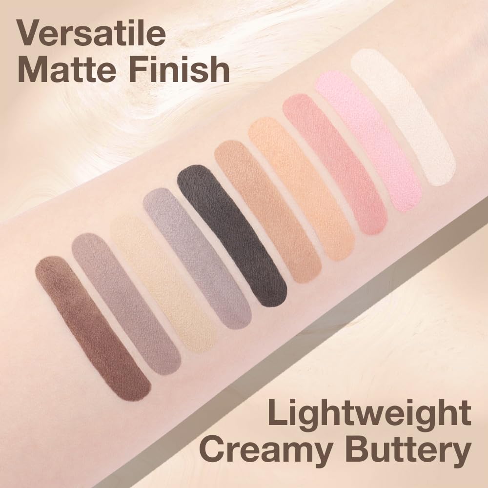 10 Colors Nude Brown Pink Matte Shimmer Eyeshadow Palette for Eye Makeup,High Pigmented Tan Black Eye Shadow Primers Powder Palet de sombras de ojos