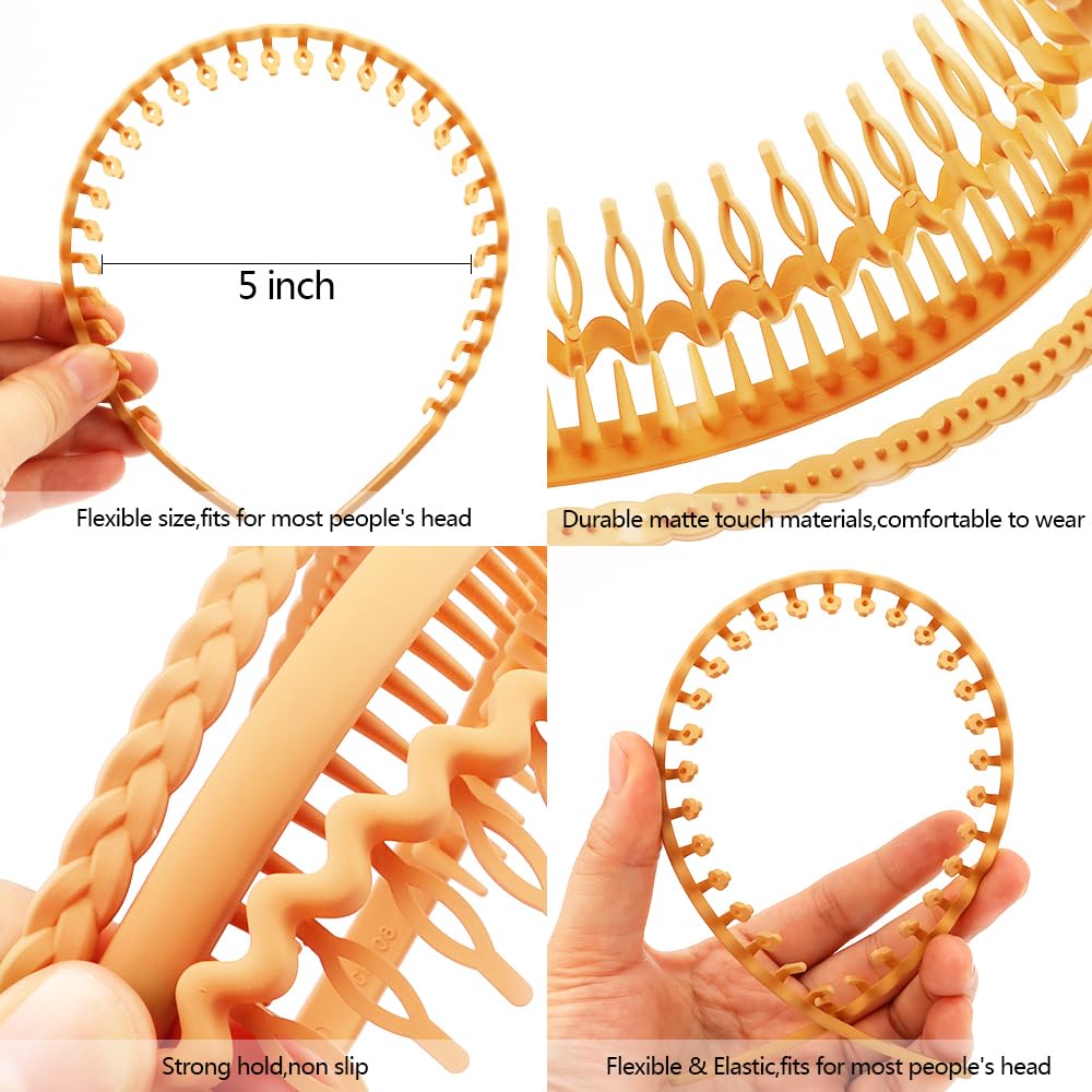 AHONEY 7 Pack Yellow Headbands for Women Girls Headbands with Teeth Non Slip Hairbands for Women's Hair Accessories Comb Headband Diademas Para Mujer (Yellow)