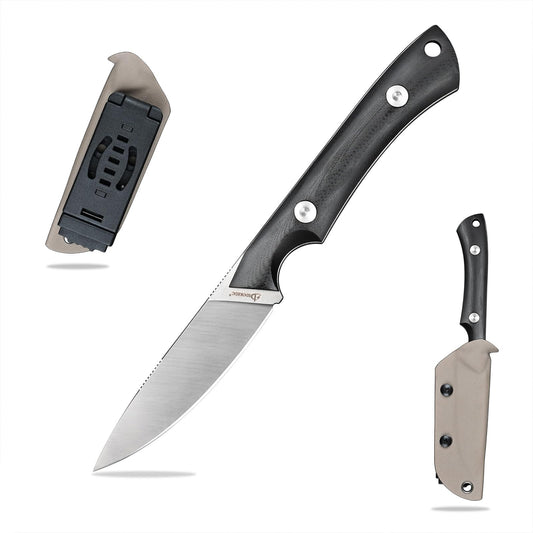 SDOKEDC Knives DC53 Steel Tactical Fixed Blade Knife with kydex sheath for Men EDC Outdoor Camping Survival Hunting (White+G10 Black)