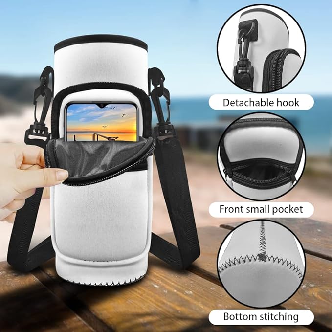 Axolotl Stainless Steel Water Bottle Cherry Blossom Insulated Water Bottle and Water Bottle Carrier Bag Set Reusable Water Bottle