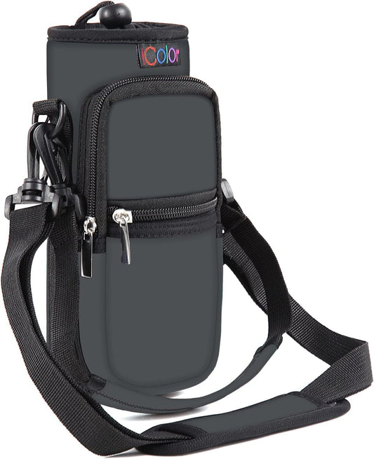 icolor Water Bottle Carrier Bag Holder 25/32/40/64oz,Adjustable Shoulder & Handle Strap Sports Sling Hiking Pack,Insulated Neoprene Wide Mouth Bottle Sleeve