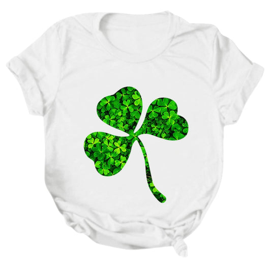Aniywn Women's St Patricks Day Casual Short Sleeve T-Shirt Round Neck Graphic Print Tee Top Blouse