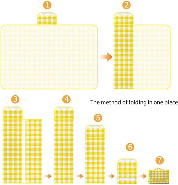 1 Foldable Picnic Blanket Large Size 80 ""x 80"" Family Outdoor Camping Dinner for 8 People can sit 40 ""x 60"" Couples Exclusive mat, (80 ""×80 ""), Yellow