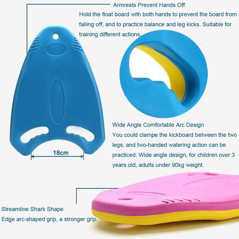 Ailike Swimming Board Shark Kickboard Training Aid Pool for Kids Adults (Pink+Yellow)