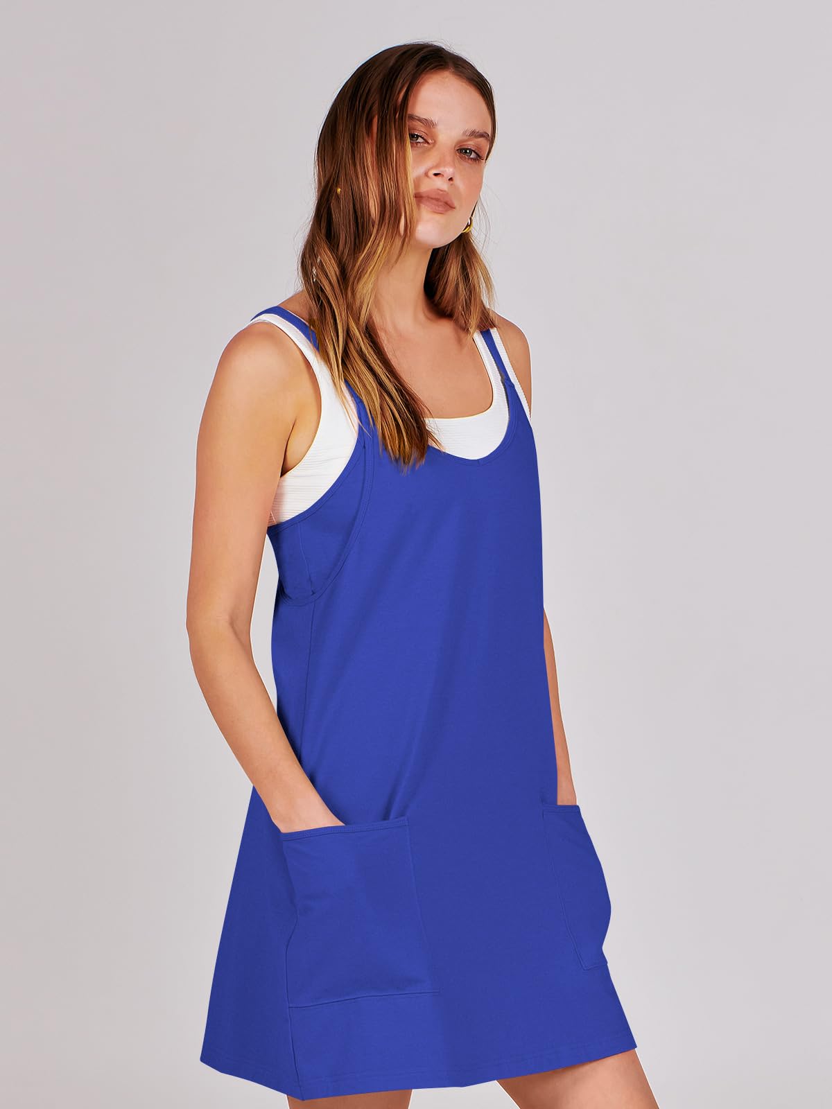 ANRABESS Women Summer Mini Romper Dress Workout Tennis Active Sports Athleisure Outfits built in Shorts Trendy Vacation Royal Blue Medium
