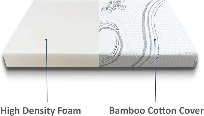 FoamRush 6-Inch Bunk (48" x 80") High Density Foam RV Mattress Replacement with Cotton Cover, Medium Firm, Pressure Relief Support, Travel Camper Trailer Truck, Made in USA, CertiPUR-US Certified