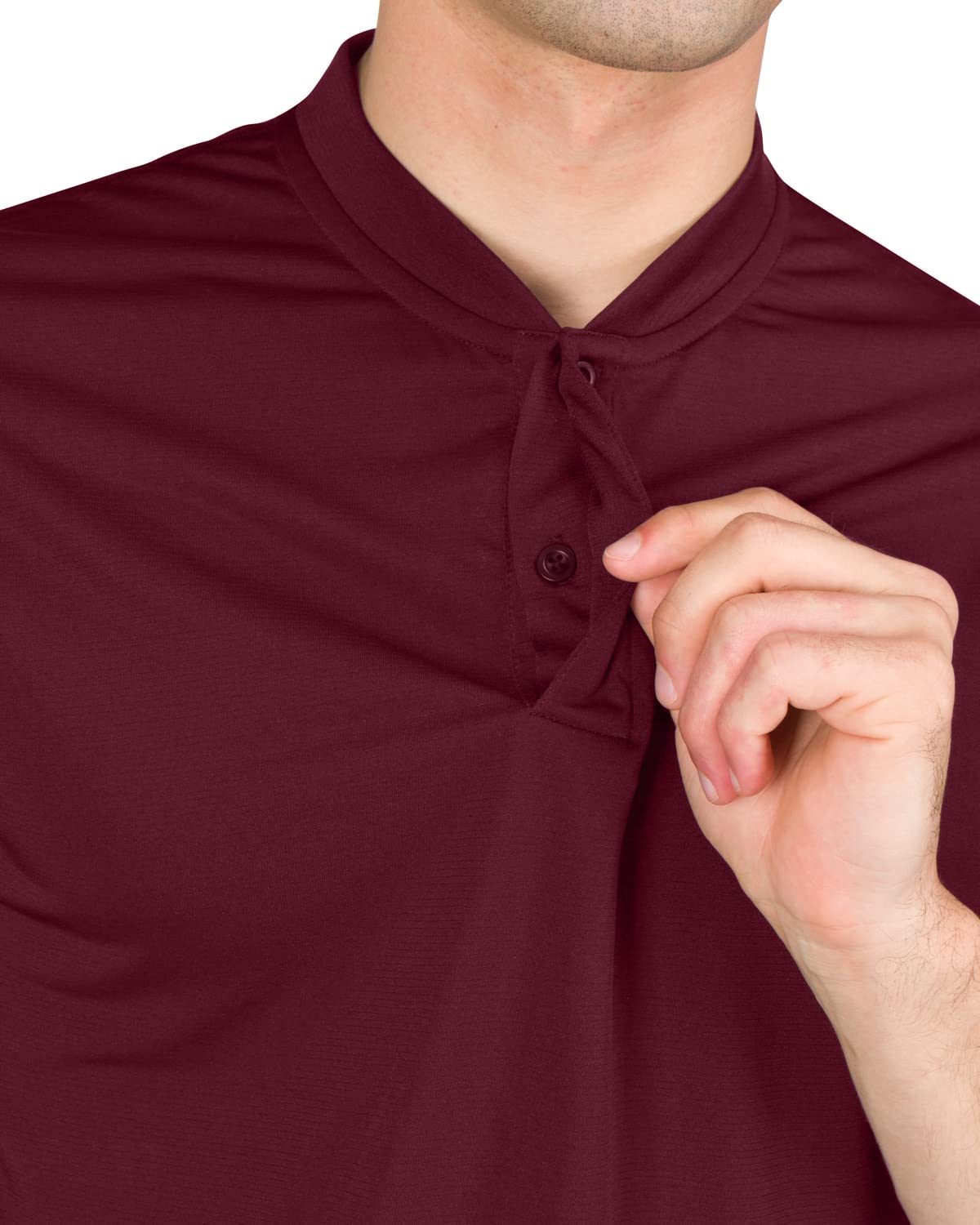 Three Sixty Six Collarless Golf Shirts for Men - Quick Dry Short Sleeve T-Shirt with 4-Way Stretch Fabric & UPF 30