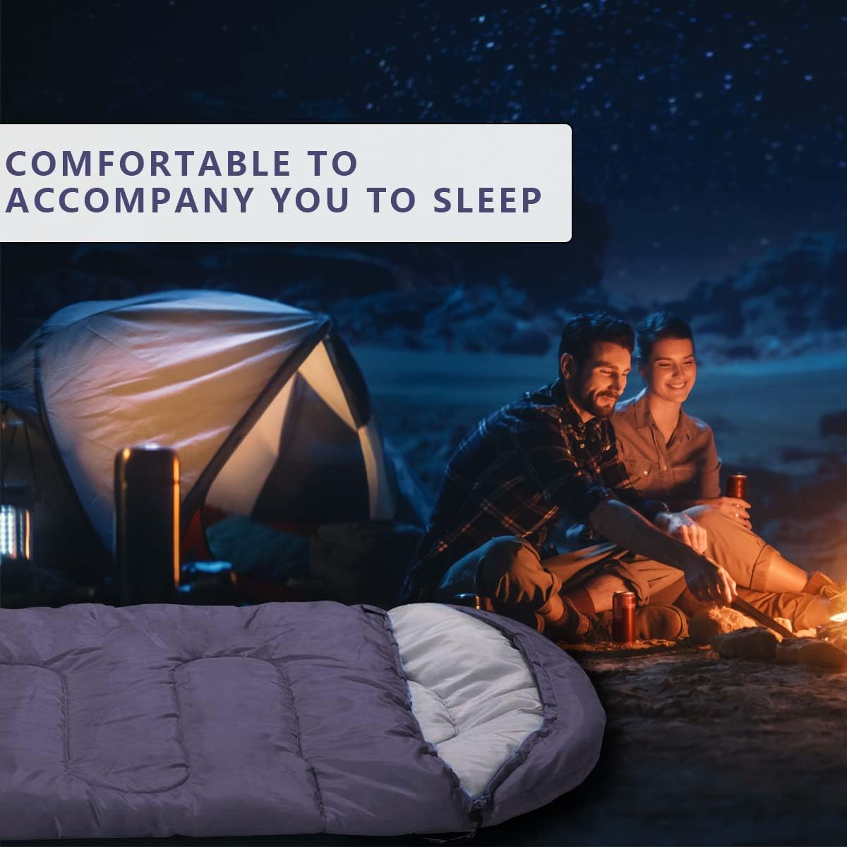 OBTANIM Camping Sleeping Bags Portable Waterproof Sleeping Bag for Adults Kids 4 Seasons Winter, Fall, Spring, Summer Backpacking Hiking Camping Mountaineering Indoor Outdoor Use (Dark Blue)