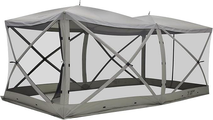 Event Tent Screen Tent, Jet Set Framework, No Assembly, Massive Interior, UV-Resistant, Instant Shade, Slate Gray, 16’ x 8’, ST800SL