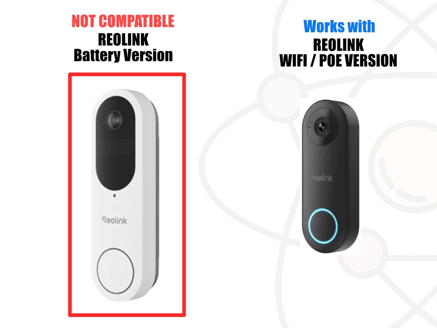Angled Doorbell Mount compatible with Reolink Video Doorbell (35-Degree, White)