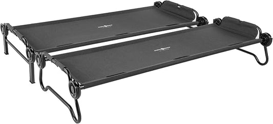 Disc-O-Bed Large Outdoor Convertible 2 Person Bench and Double Camping Cot Portable Bed Bunk System for Adults, Black
