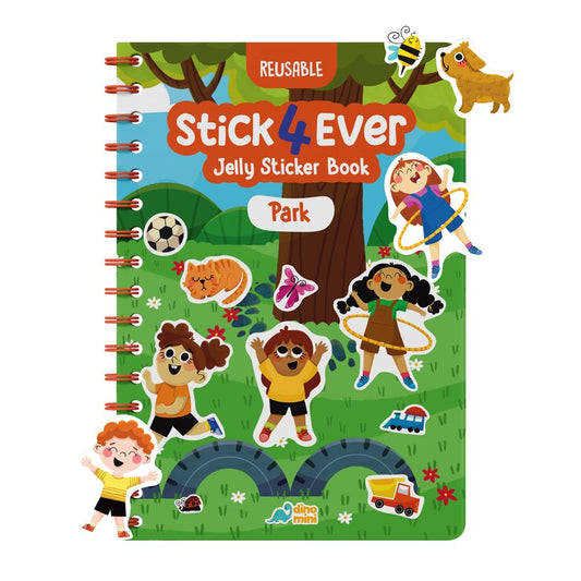 Stick4Ever Jelly Sticker Book - for Kids - Waterproof, Easy to Clean Jelly Stickers for Kids - Reusable Sticker Book for Toddlers with 50 Pcs of Reusable Stickers (Park)