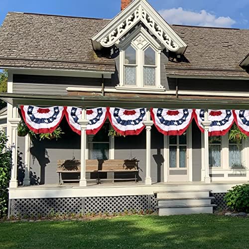 American Flag Bunting for Outside,4th of July Flags Outdoor, USA Pleated Fan Flag 1.5x3 FT,Patriotic Decor Bunting Banner,Fourth of July Yard Decorations,Red White and Blue Decor for Outside (10 Pack)
