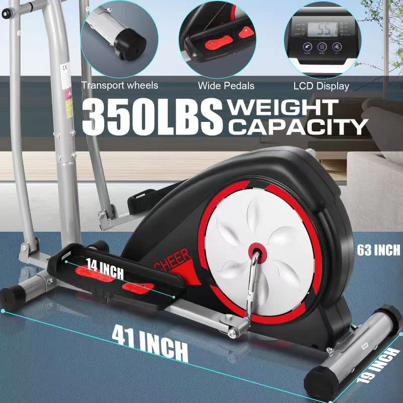 ANCHEER Elliptical Exercise Machine, Elliptical Machine for Home Gym, Elliptical Training Machines with Pulse Rate Grips and LCD Monitor, 8 Resistance Levels Smooth Quiet Driven, Max 350Lbs