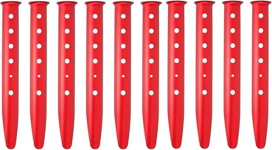 Aluminum Tent Stakes for Camping in Snow & Sand 10PCS Beach Canopy Tent Stakes U-Shaped Tent Pegs Lightweight Ground Nails for Beach Shade Canopy Hiking Backpacking Boating Picnic (Red)