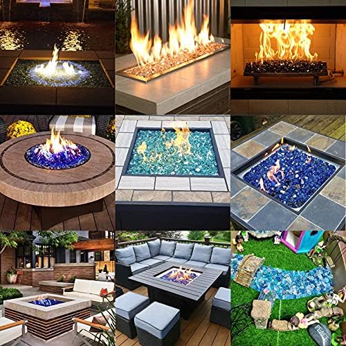 10 lbs Fire Glass, 1/2 Inch Black Reflective Fire Glass for Propane Fire Pit, Fire Pit Glass Rocks Safe for Fireplace, Table and Landscaping