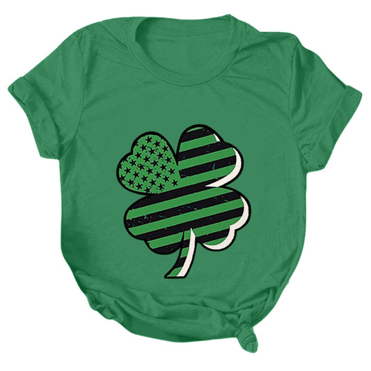 Aniywn Women's St Patricks Day Casual Short Sleeve T-Shirt Round Neck Graphic Print Tee Top Blouse