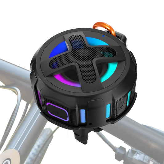 Upgraded, Pro Bike Speaker, with Pro Handlebar Mount, Bluetooth V5.4, IPX7 Waterproof, Silicone Case, Broadcast Navigation,10W Bassup, 15-24H Playtime, Hook, for eBike, Bicycle, Motorcycle Accessories
