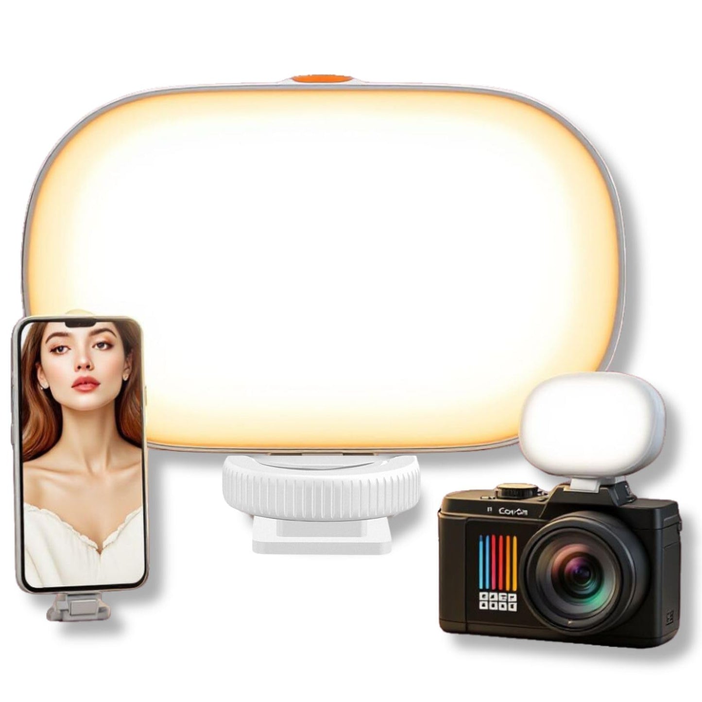 aLLreLi Phone Light Clip, Rechargeable Selfie Light with 600mAh Battery, Adjustable 3-Mode Light Temperature, Portable Clip-On Ring Light for Selfies, Videos, and Makeup