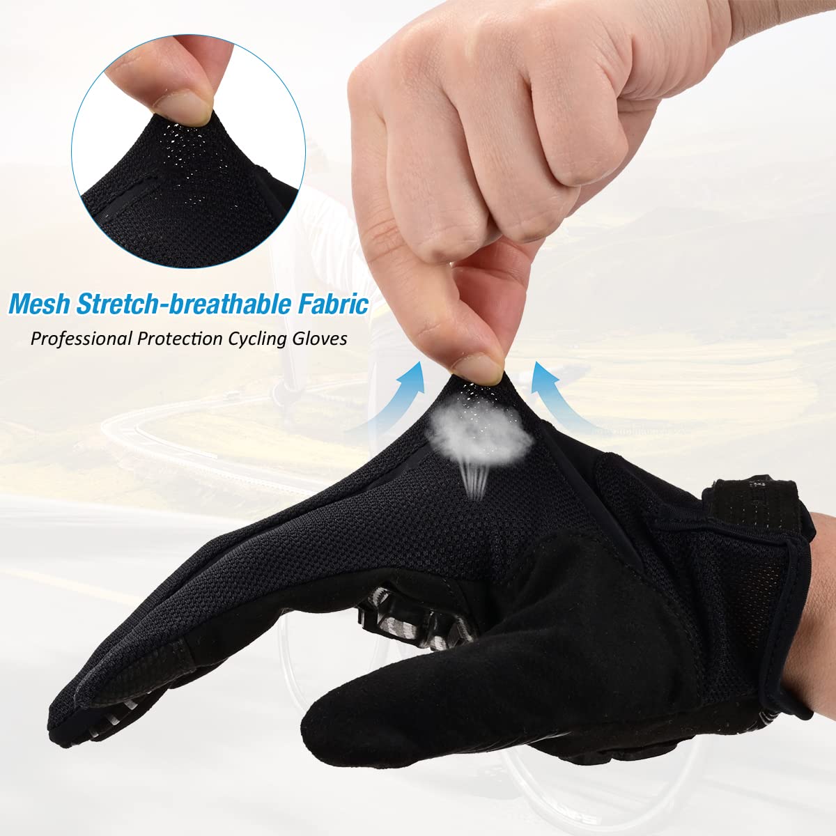 FIRELION Men/Women Bicycle Cycling Gloves, Full-Finger Anti-Skid Shock-Absorbing Outdoor MTB Downhill Off Road Gloves for Racing, Touch-Screen Sports Bike Protective Gloves