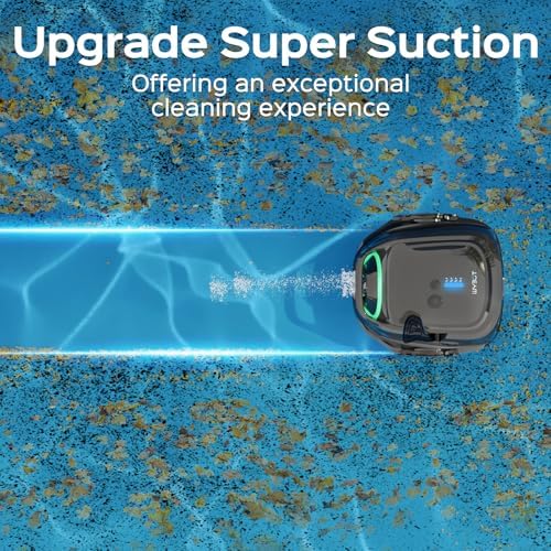 (2025 Upgraded) WYBOT A1 Cordless Pool Vacuum Up to 120 Mins Runtime, Robotic Pool Cleaner with Dual Filters, Ideal for Flat Above Ground up to 1076 Sq.ft Sq. Ft. (Green Black)