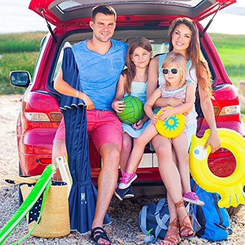 AMMSUN 8 Feet Large Beach Umbrella with Sand Anchor Heavy Duty High Wind Portable Outdoor Umbrellas UV 50+ Protection Air Vent Tilt Patio Garden Pool