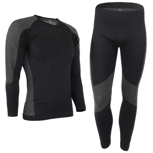 ALPIDEX Functional Wear Thermal Underwear Men Ski Breathable Quick Drying Clothing Warm Base Layer Mens Cold Weather Set Long Johns Top Bottom, Size:l/xl, Colour:Black-Grey