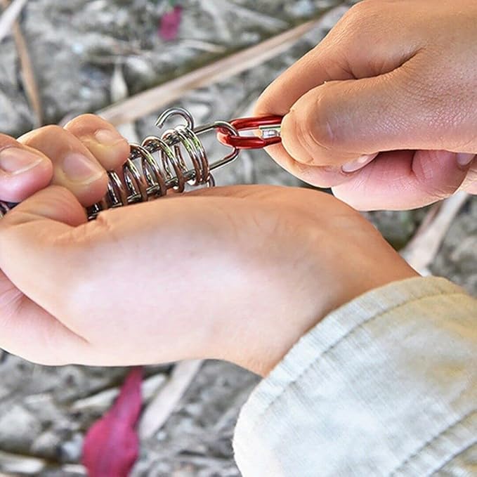 2pcs Tent Wind Spring Wind Rope Buckle,Outdoor Camping High Strength Steel Rope Buckle,Tent Fixed Buckle Spring Hook Buckle