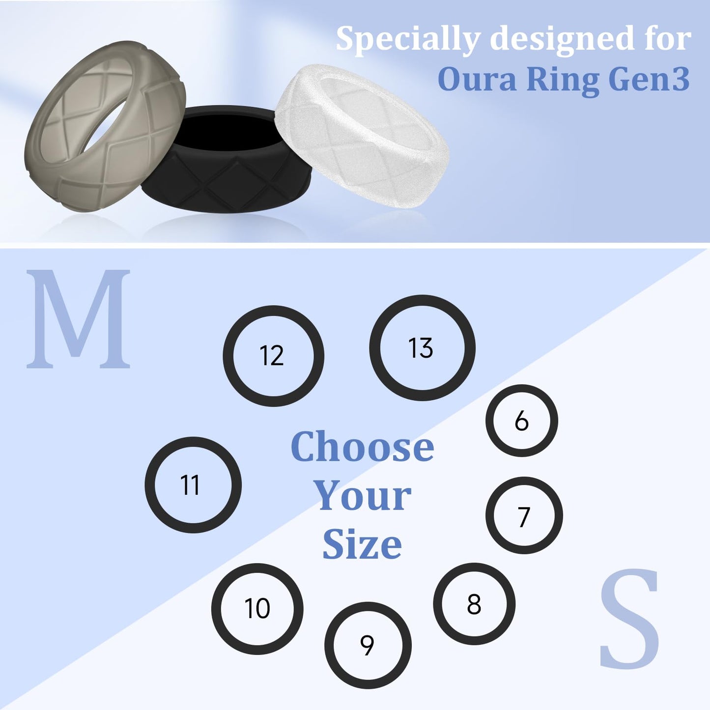 SZJCLTD for Oura Ring Protector, Ultra-Thin Anti-Scratch Elastic Silicone Oura Ring Cover for Oura Ring Gen 3 Smart Ring Working Out Gym (Gray)