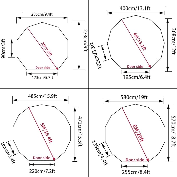 DANCHEL OUTDOOR Waterproof Bell Tent Footprint Round Tarp Camping Accessories, 3/4/5/6m Ground Sheet Black Tarp Canvas Yurt Tent Protector Floor