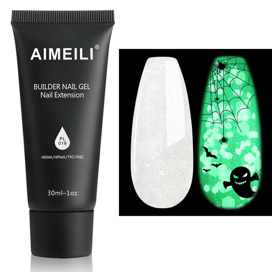 AIMEILI Poly Gel Builder Kit, Glow in the Dark, Hema Free Poly Nail Enhancement, DIY Salon Nail At Home Gift for Women - 019