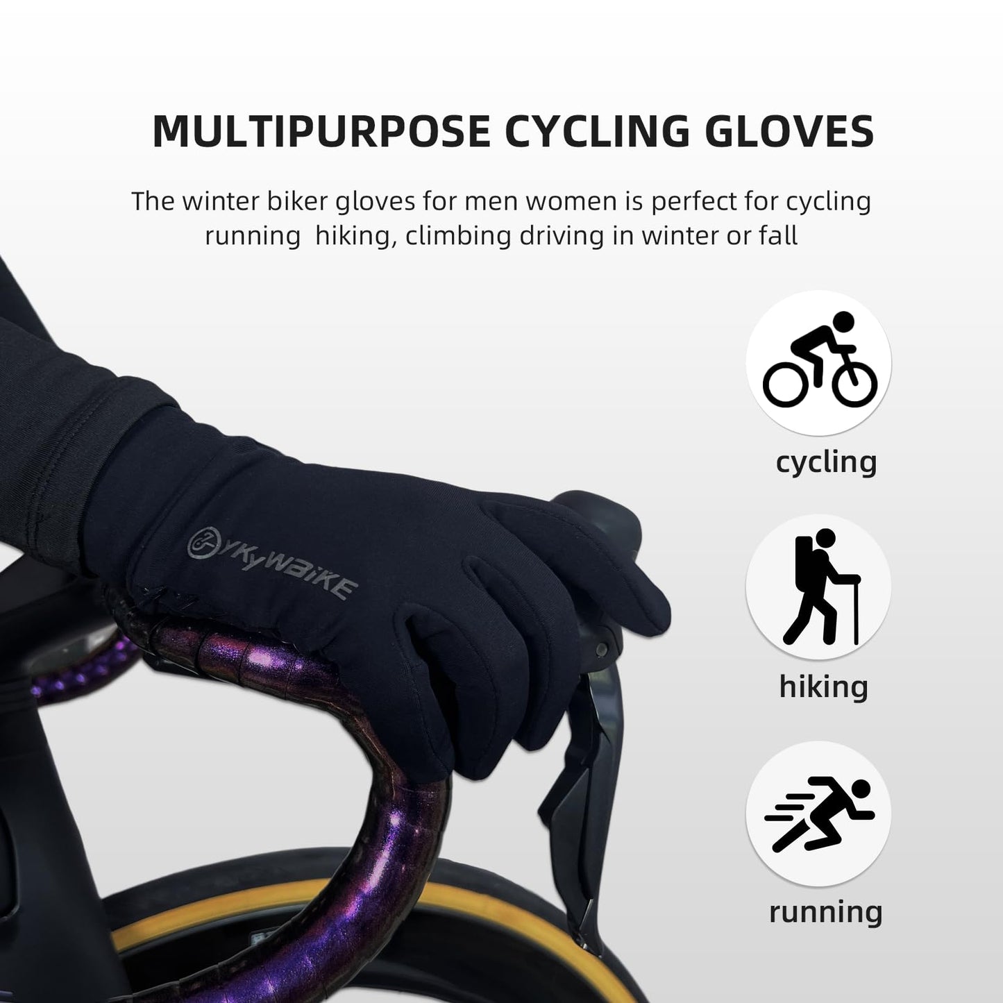 YKYWBIKE Winter Cycling Gloves-Touch Screen Biker Gloves,Waterproof Bike Gloves,Windproof Biking Gloves,Thermal Gloves for Biking Driving Running Hiking for Men Women