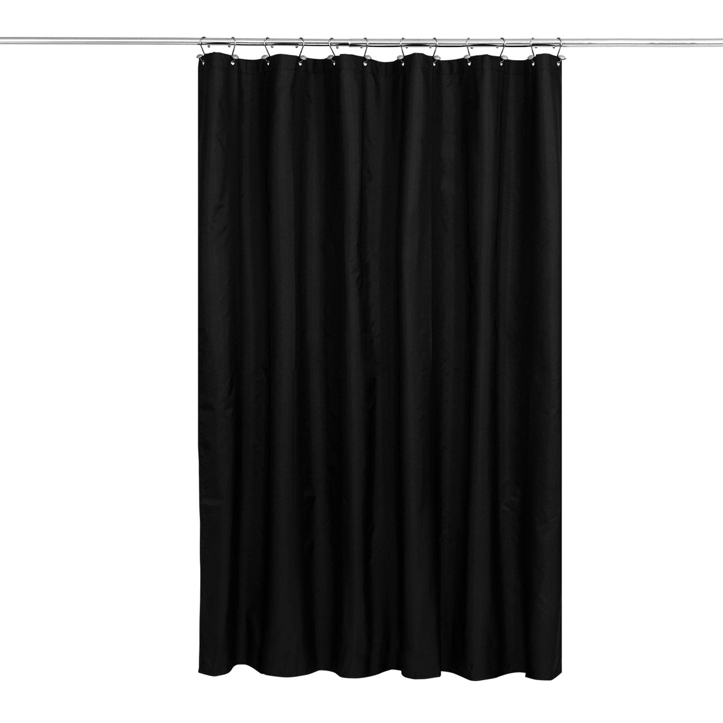 N&Y HOME Fabric Shower Curtain or Liner with Weighted Magnets - Hotel Quality Opaque Black Shower Curtain for Bathroom, Machine Washable, Water Repellent - Black, 72x72