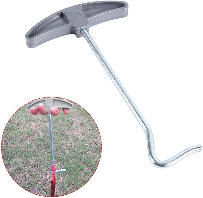 Peg Puller Extractor, Tent Peg Nail Puller Tool, Steel Awning Stakes Hooks Remover Lifter for Camping