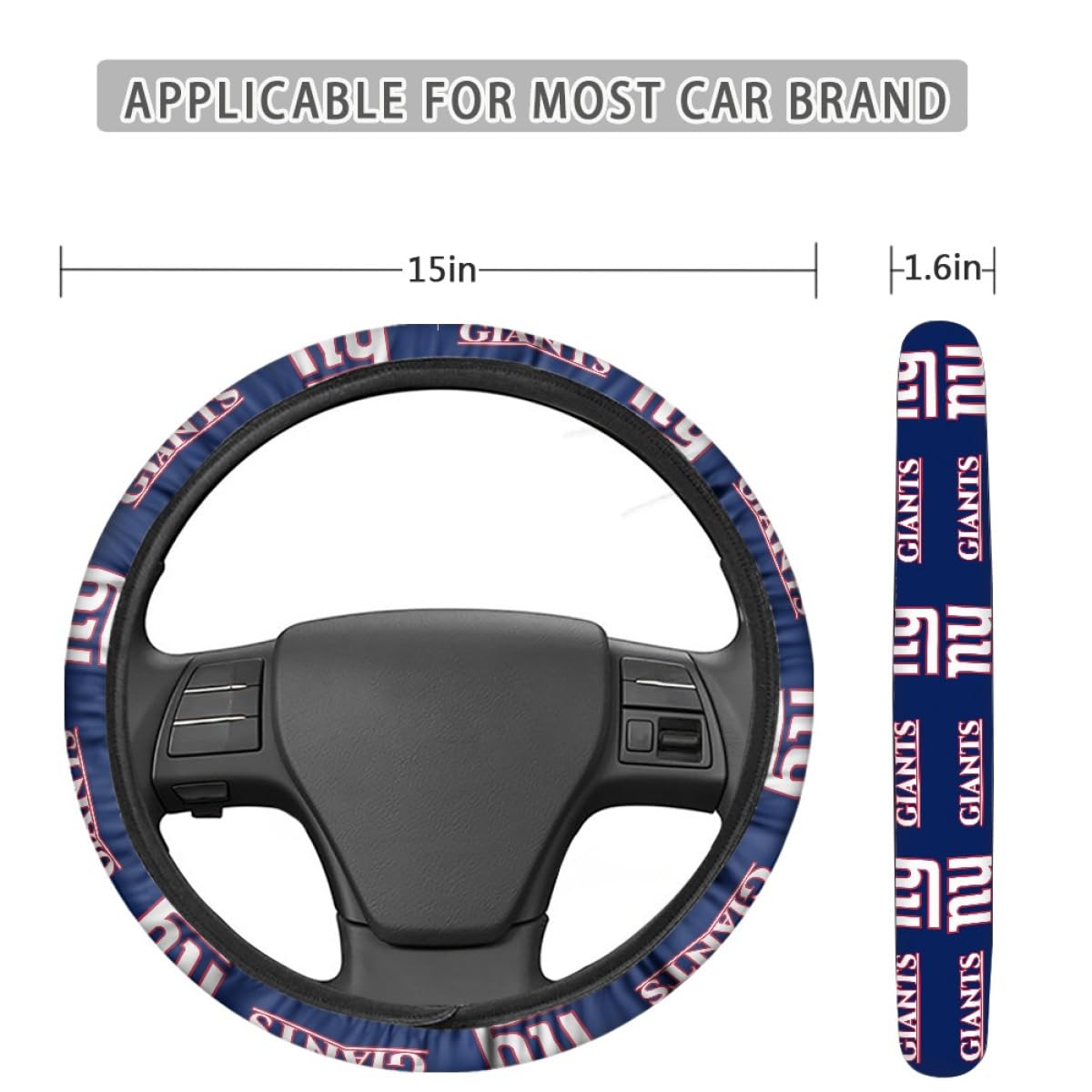 ALTMSTE fit Giants Steering Wheel Cover for car Gifts,Universal Fit 14-15 Inch for Most car for Giants Car Accessories for Sports Fans. (for JR)