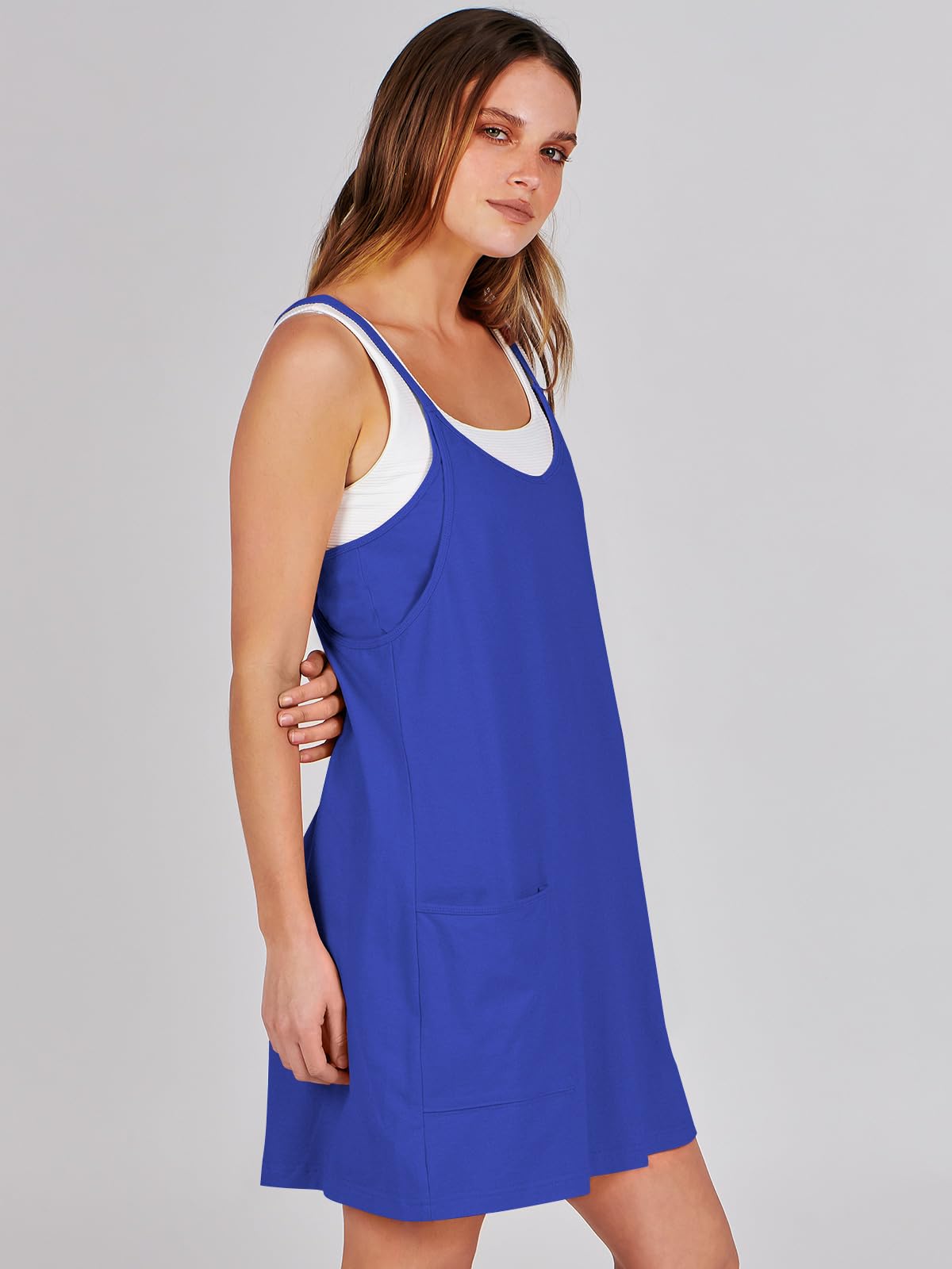 ANRABESS Women Summer Mini Romper Dress Workout Tennis Active Sports Athleisure Outfits built in Shorts Trendy Vacation Royal Blue Medium