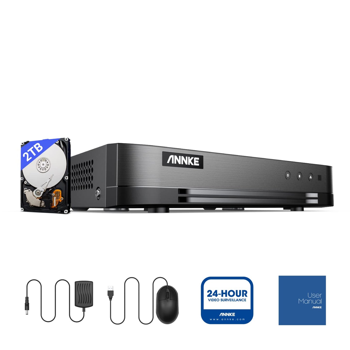 ANNKE 16CH 1080P Lite Hybrid 5-in-1(TVI/AHD/CVI/CVBS/IPC) CCTV DVR, Motion Detection, H.265+ Security 16 Channel Surveillance Digital Video Recorder with 2TB Hard Drive, Easy Remote Access